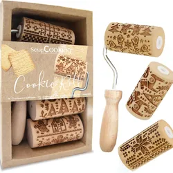 Thumbnail image of Houten deegrollen met kerstmotieven | 3 stuks
